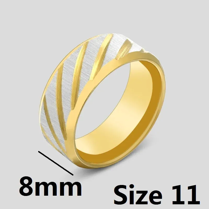 Jisensp New FashionTwill Stripe Stainless Steel Rings for Women Men Cheap Vintage Simple Matt Couple Rings Party Jewelry Gift