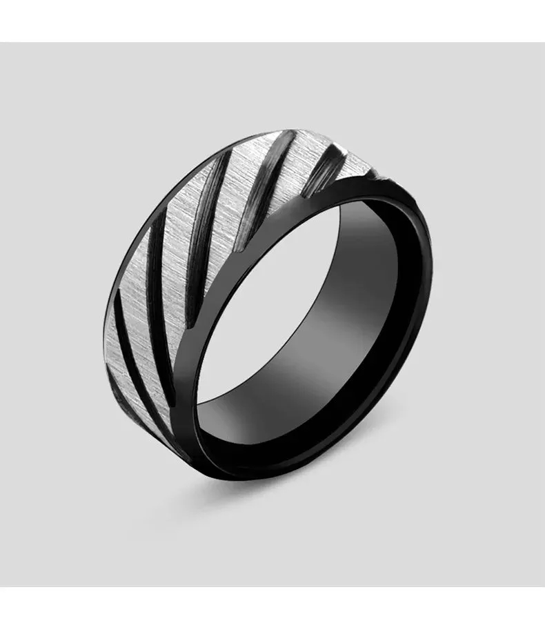 Jisensp New FashionTwill Stripe Stainless Steel Rings for Women Men Cheap Vintage Simple Matt Couple Rings Party Jewelry Gift