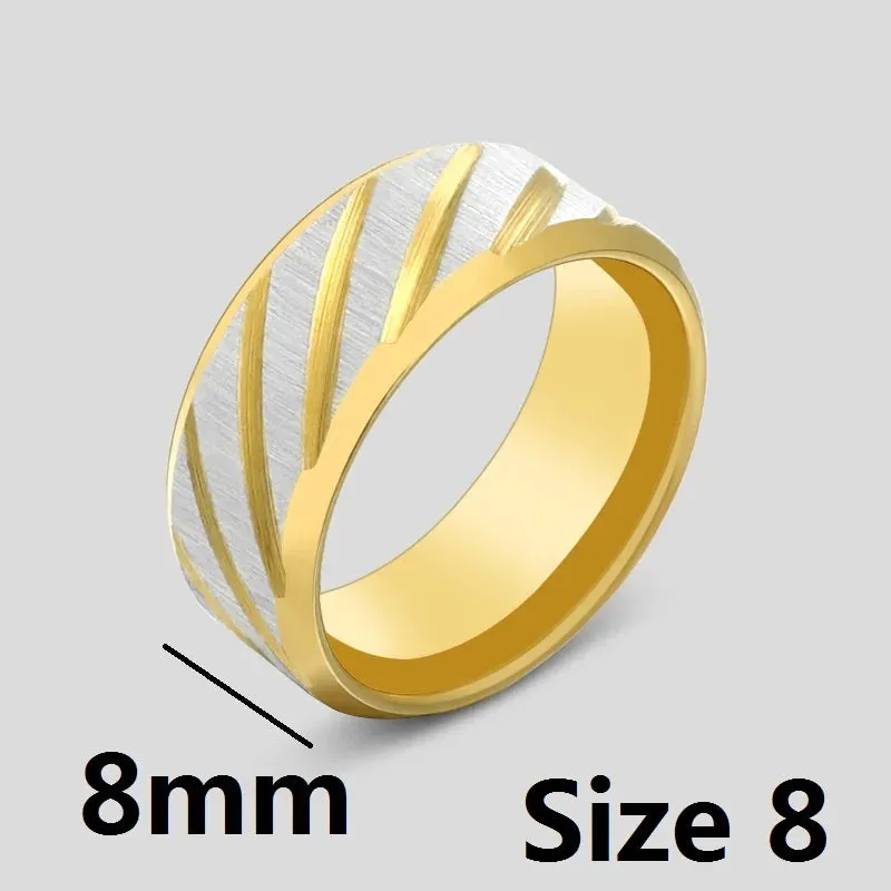 Jisensp New FashionTwill Stripe Stainless Steel Rings for Women Men Cheap Vintage Simple Matt Couple Rings Party Jewelry Gift