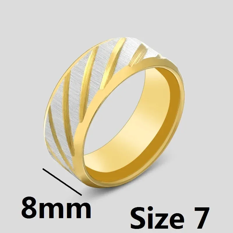 Jisensp New FashionTwill Stripe Stainless Steel Rings for Women Men Cheap Vintage Simple Matt Couple Rings Party Jewelry Gift