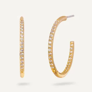 Kylie Contemporary Crystal Hoop Earrings In Gold-Tone