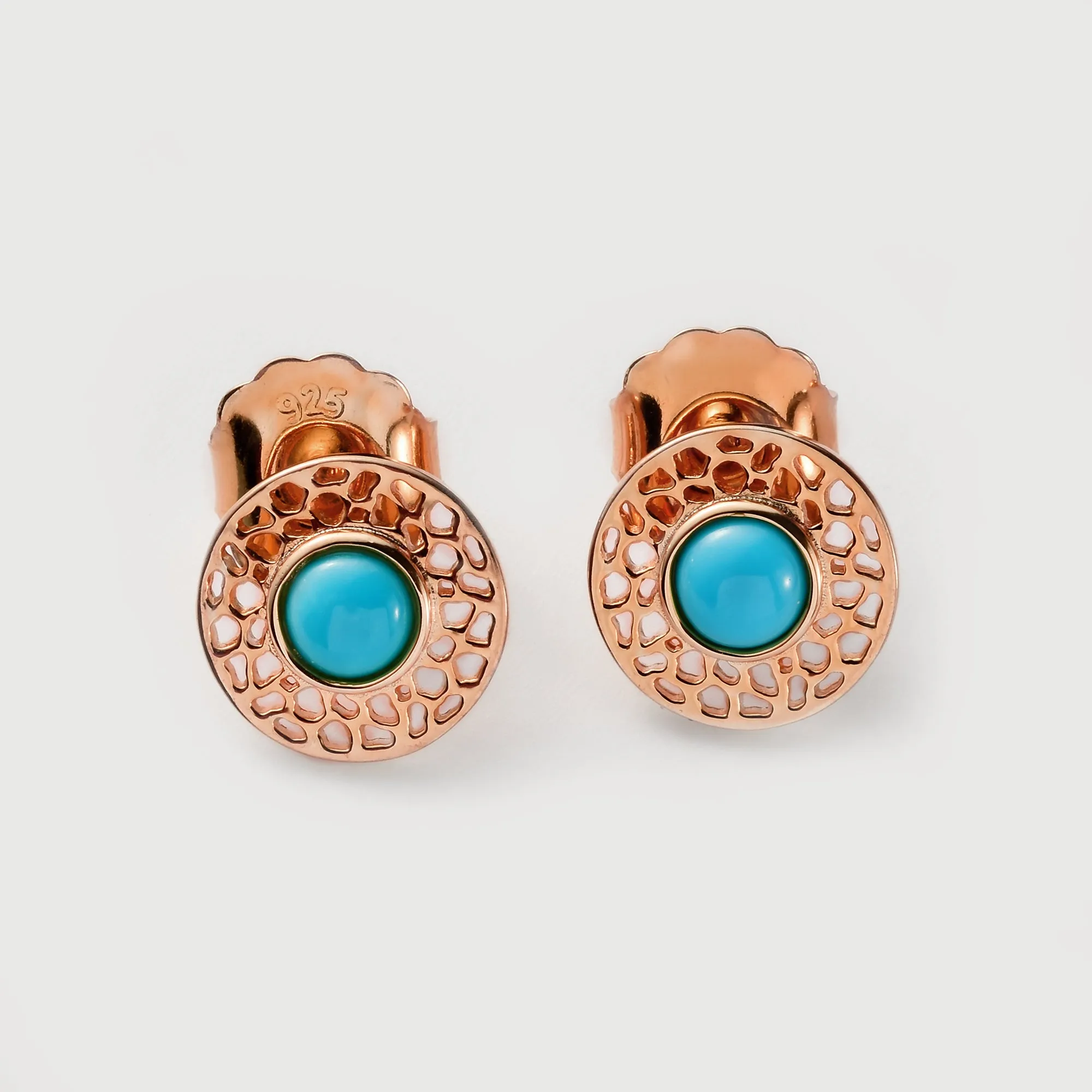 Lattice Disc Earrings with Turquoise