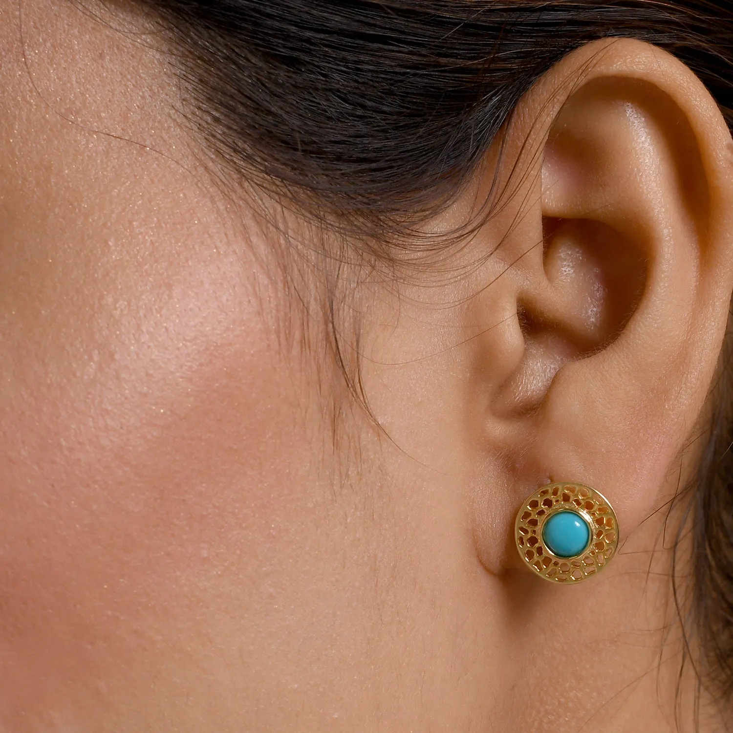 Lattice Disc Earrings with Turquoise