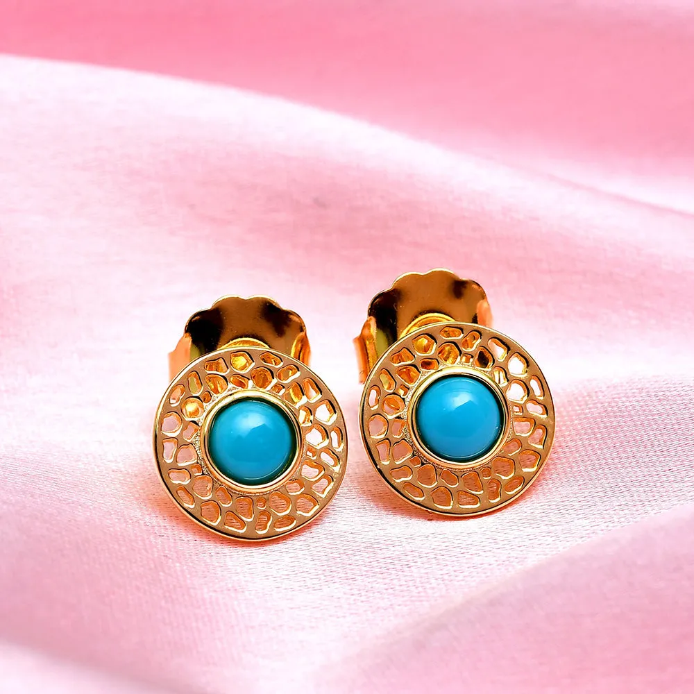 Lattice Disc Earrings with Turquoise