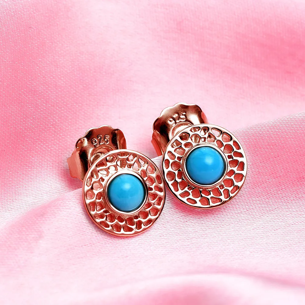 Lattice Disc Earrings with Turquoise