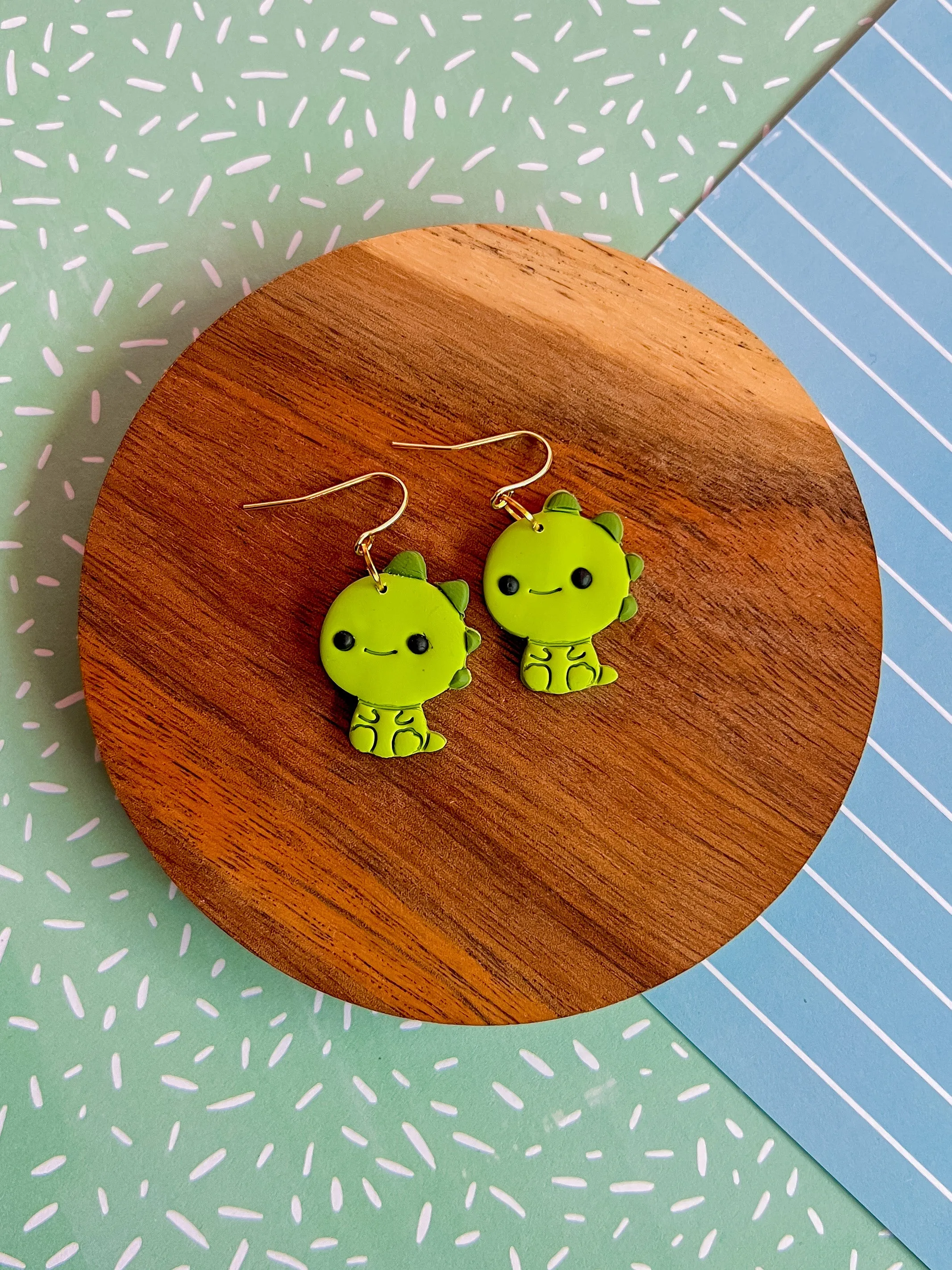 Lenny the Dino Earrings | Clay Earrings