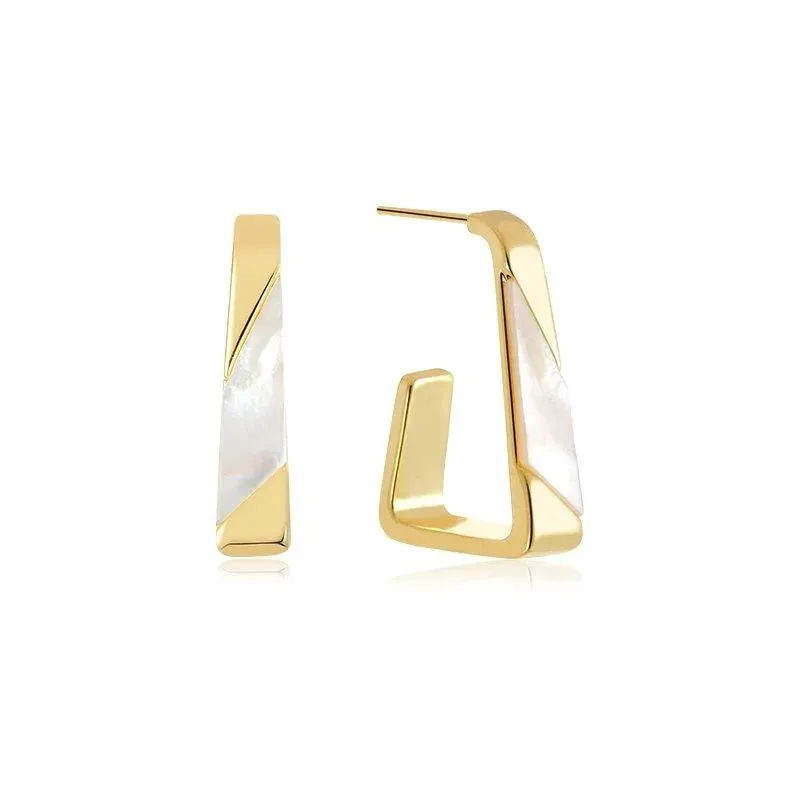 Light Open Block Geometric Hoop Earrings