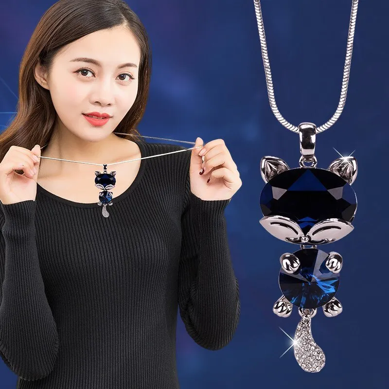 Long Necklaces& Pendants for Women Collier Femme Geometric Fashion Crystal Jewelry