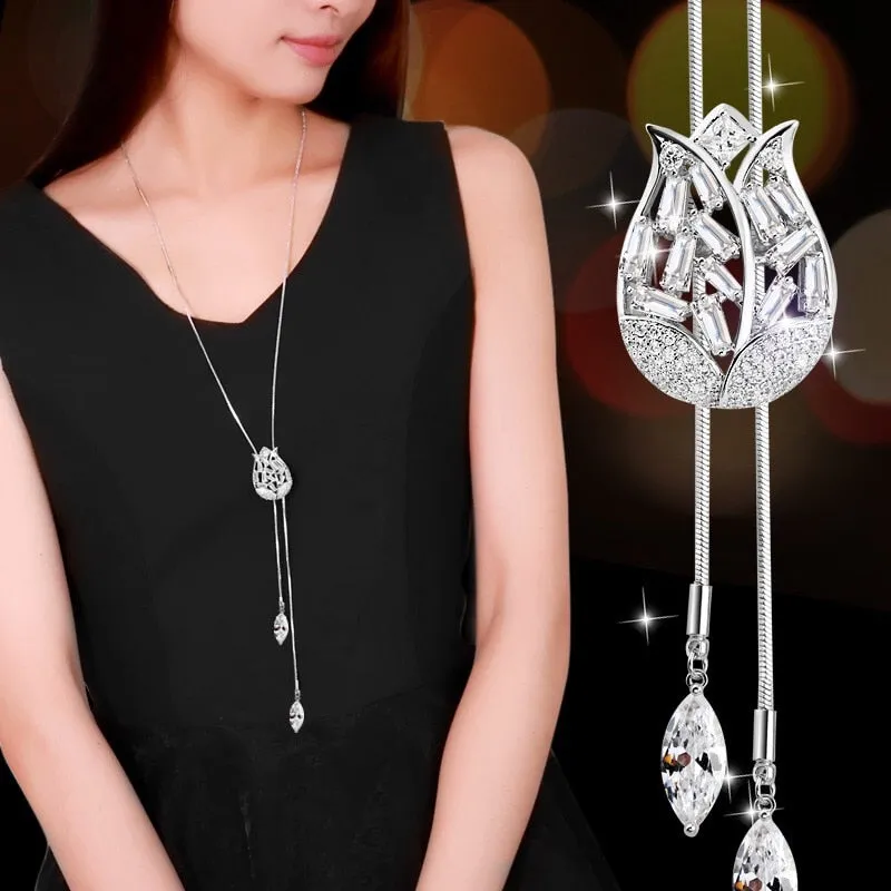 Long Necklaces& Pendants for Women Collier Femme Geometric Fashion Crystal Jewelry