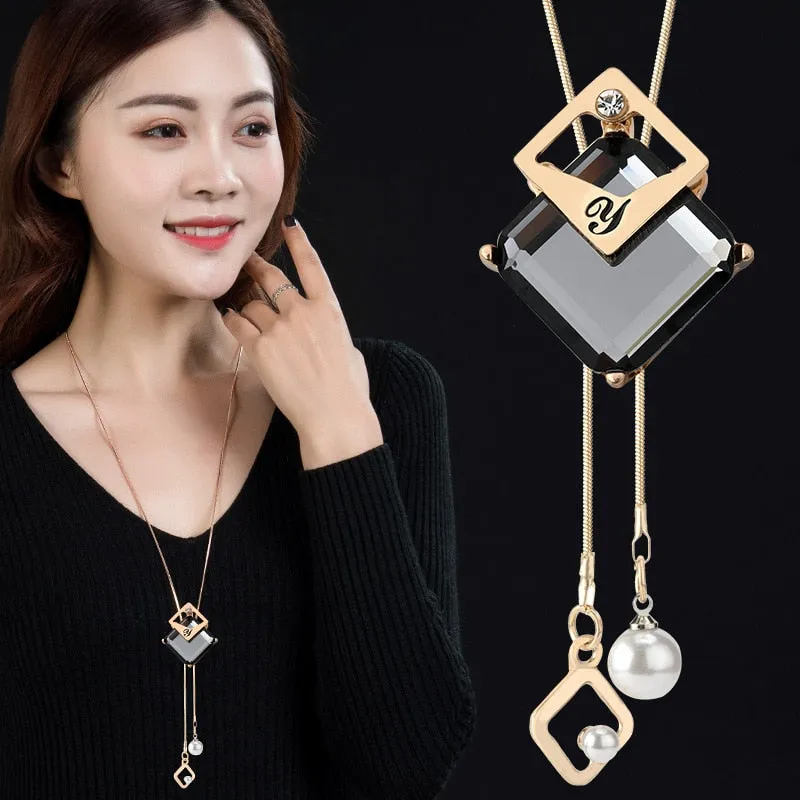 Long Necklaces& Pendants for Women Collier Femme Geometric Fashion Crystal Jewelry