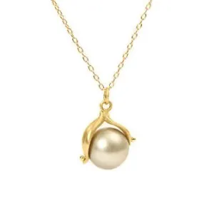 <!--NK652-->pearl double leaf necklace