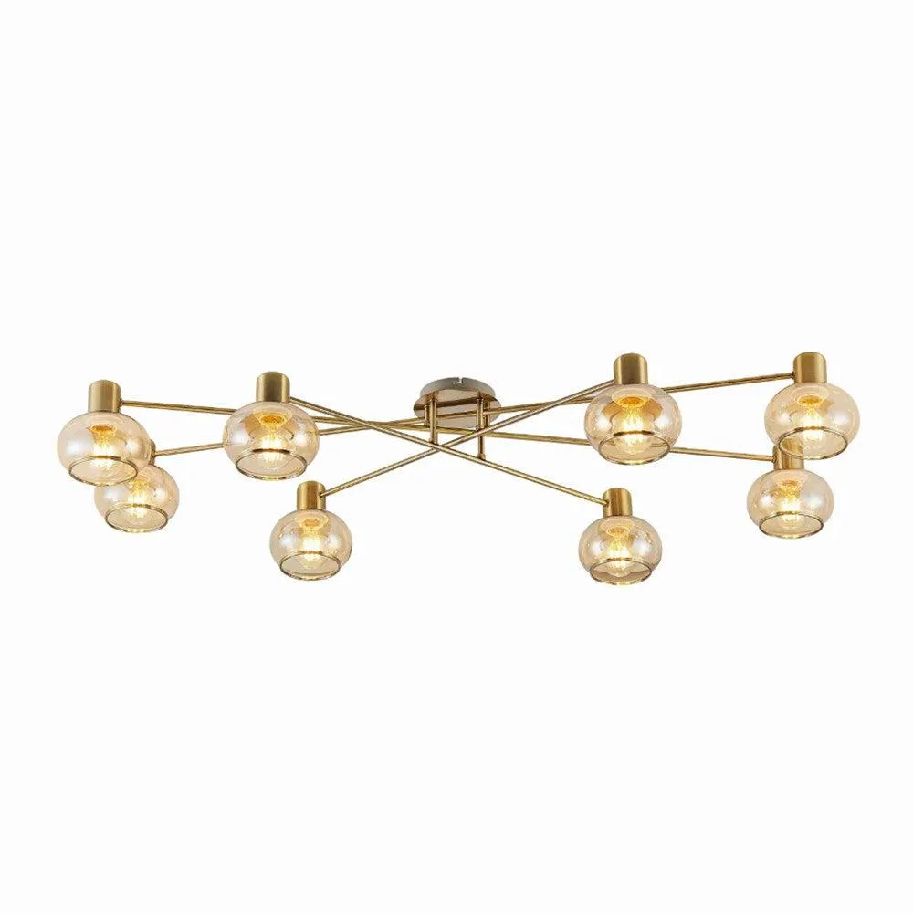 Marbell Close To Ceiling Light 8Lt in Antique Brass, Black