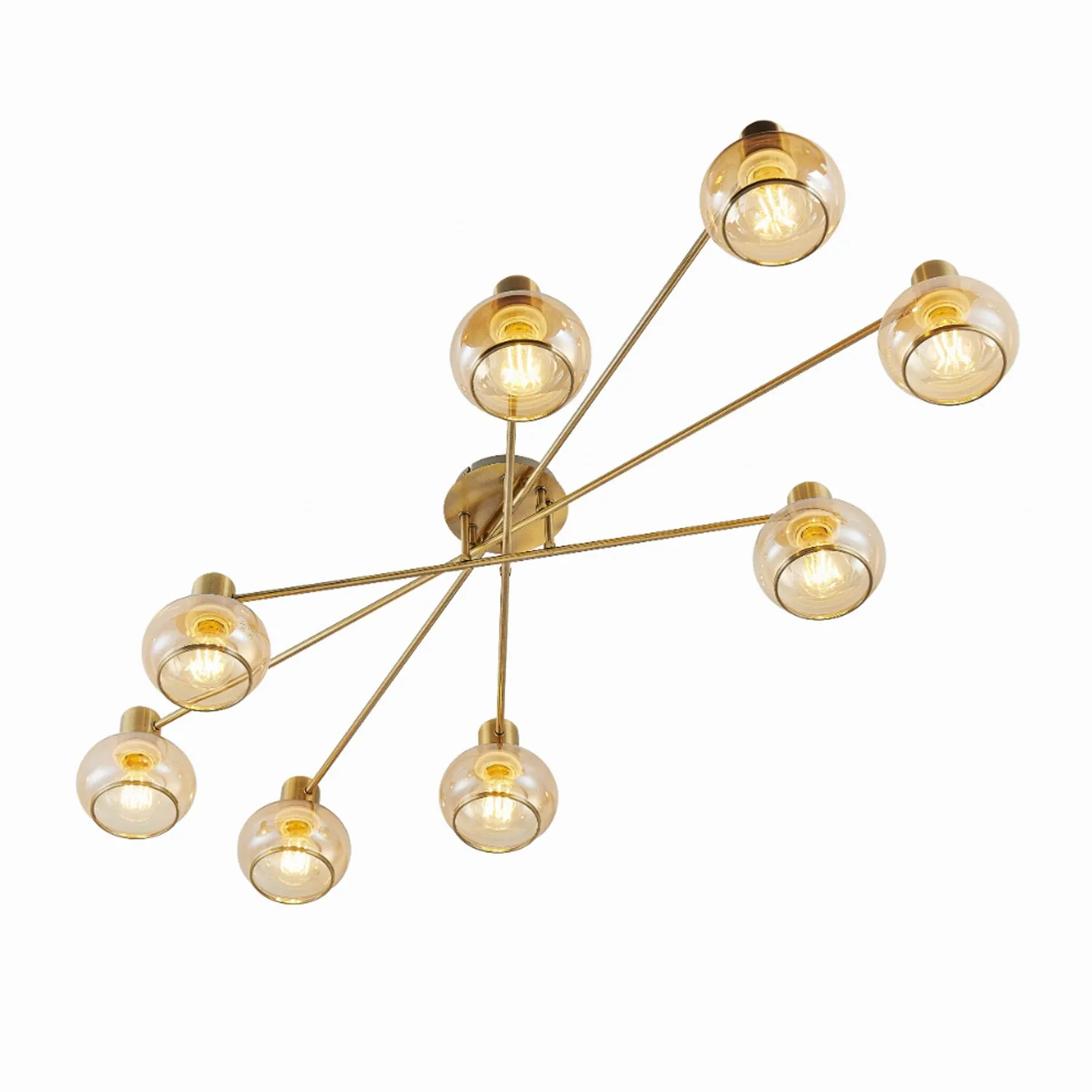 Marbell Close To Ceiling Light 8Lt in Antique Brass, Black