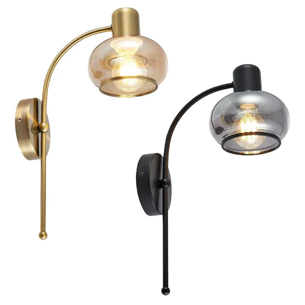 Marbell Indoor Wall Light in Antique Brass, Black