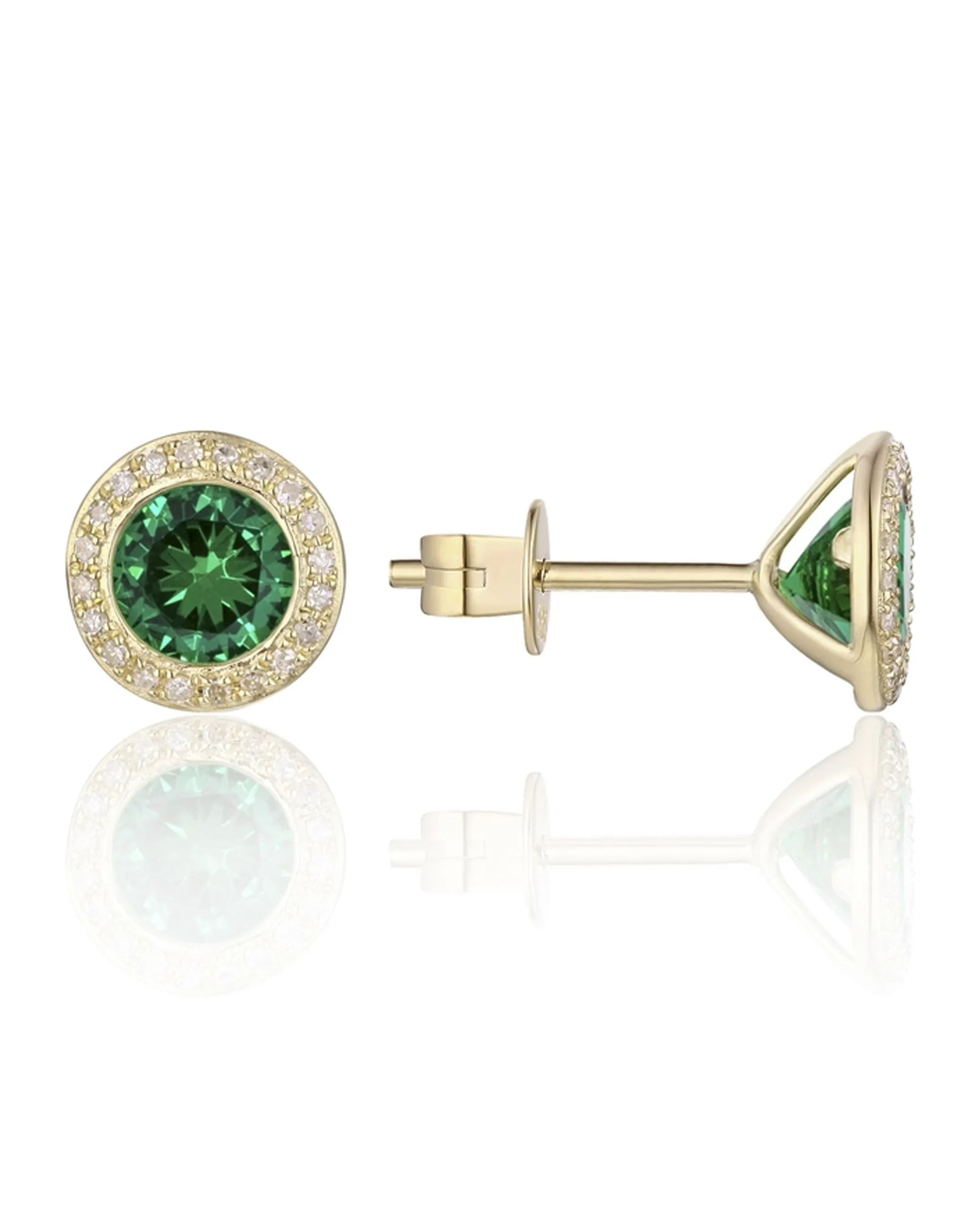 Martini Earrings in 14K Yellow Gold with Diamonds and Corundum Emeralds