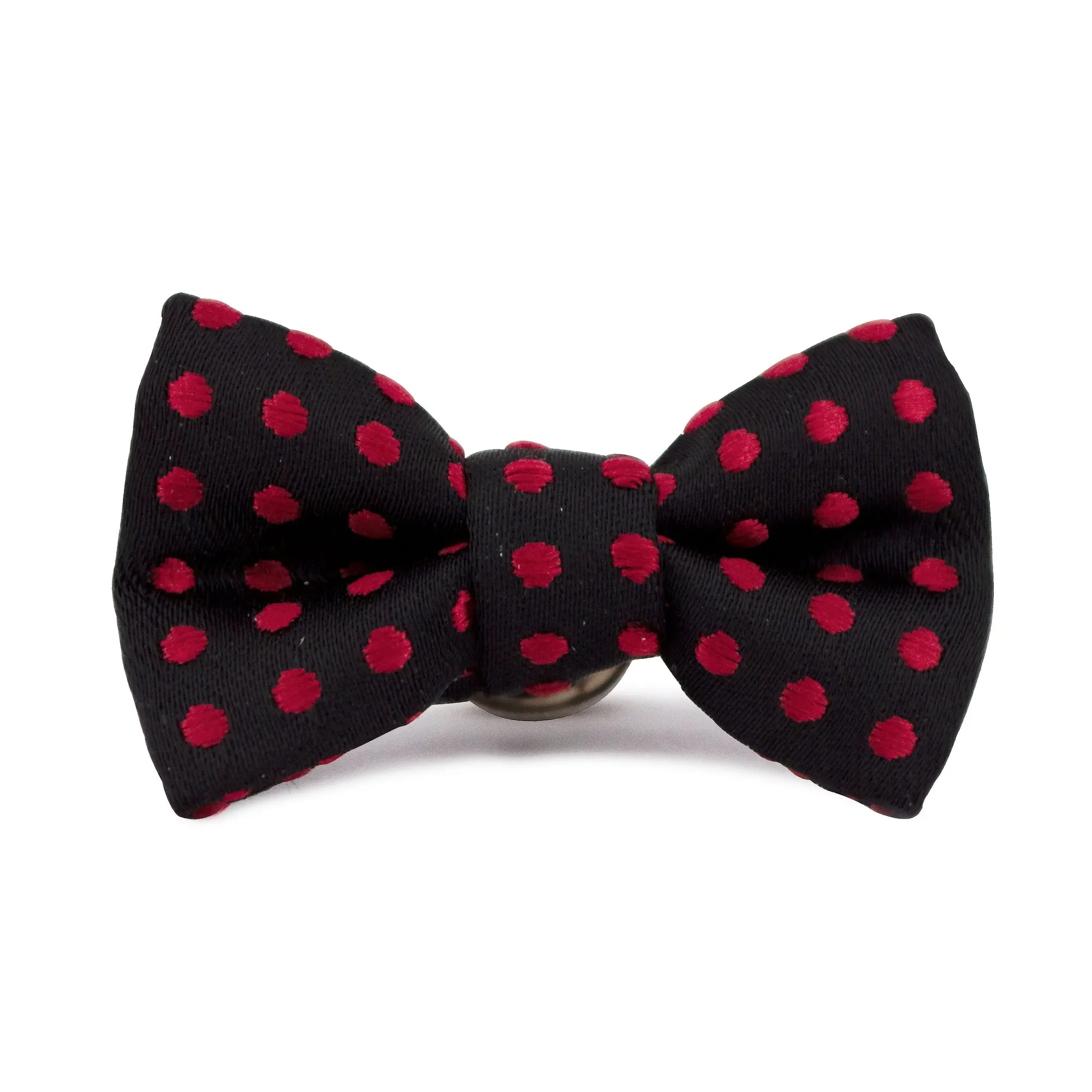 MarZthomson Bow Tie shaped Lapel Pin and Pocket Square Set in Black with Red Polka Dot