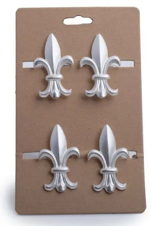 MATTE SILVER FLEUR DE LIS NAPKIN RINGS