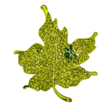 Multi Color Crystal Rhinestone Maple Leaf Brooch Pin Plant Costume Jewelry For Women