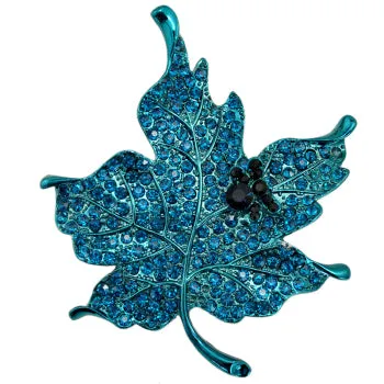 Multi Color Crystal Rhinestone Maple Leaf Brooch Pin Plant Costume Jewelry For Women