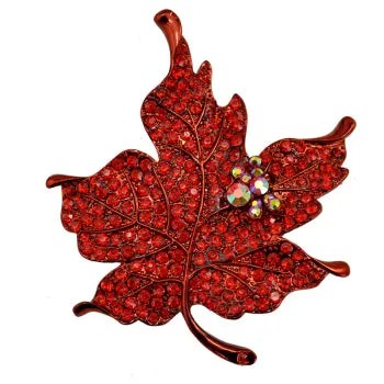 Multi Color Crystal Rhinestone Maple Leaf Brooch Pin Plant Costume Jewelry For Women