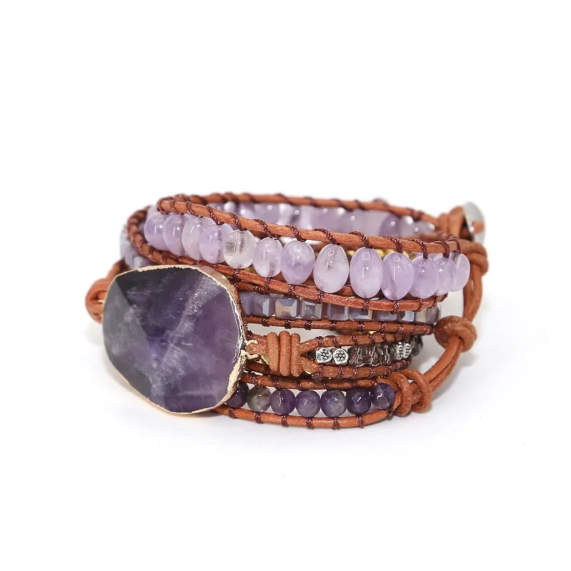 Natural Amethyst Bracelet Beaded Bracelet