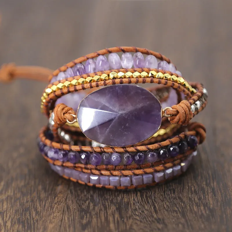 Natural Amethyst Bracelet Beaded Bracelet