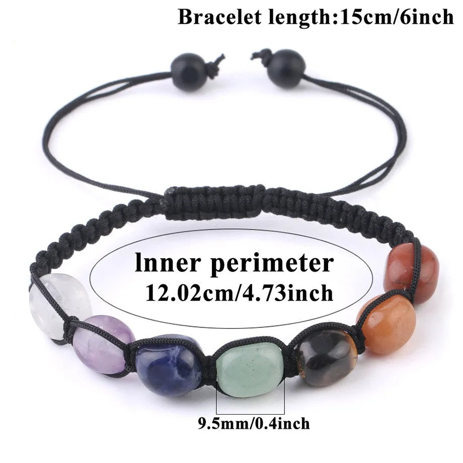 Natural stone chakra adjustable bracelet