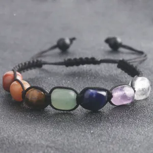 Natural stone chakra adjustable bracelet