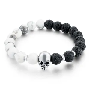 Natural Stone Skull Bracelets & Bangles Lava Beads Elastic Women Bracelets Men Jewelry Accessories