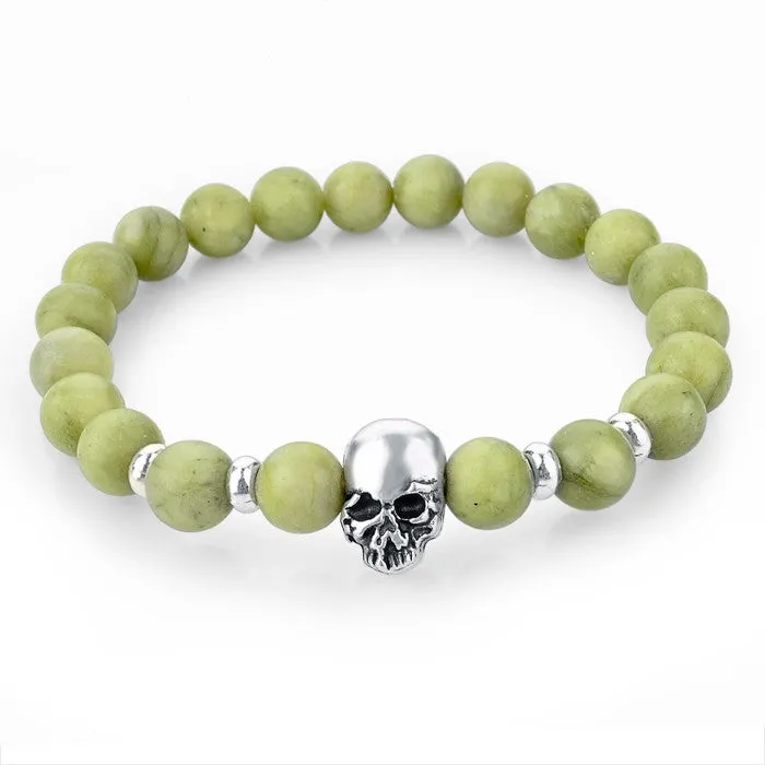 New Fashion Natural Skull Lava Stone Beads And Tiger Eye Stone Beads Men Bracelet