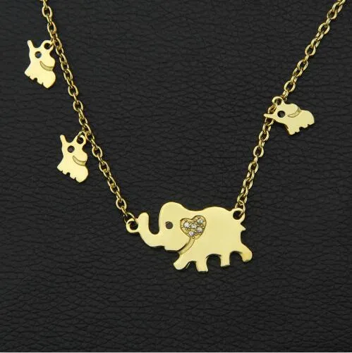 New Fashion Style Titanium Steel Double Elephant Necklaces Mama Baby Pendants Dropshipping Jewelry