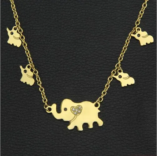 New Fashion Style Titanium Steel Double Elephant Necklaces Mama Baby Pendants Dropshipping Jewelry