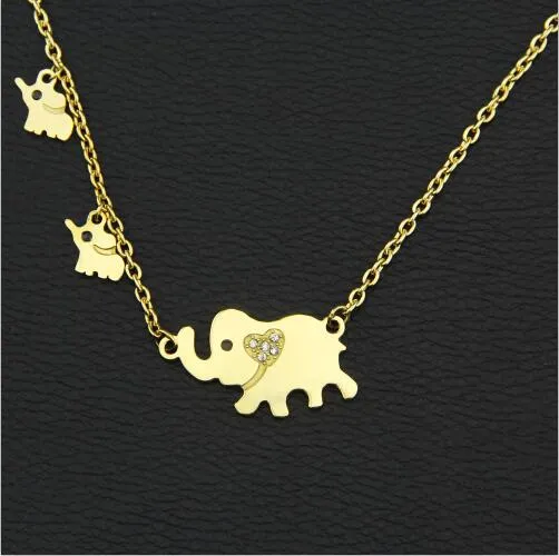 New Fashion Style Titanium Steel Double Elephant Necklaces Mama Baby Pendants Dropshipping Jewelry