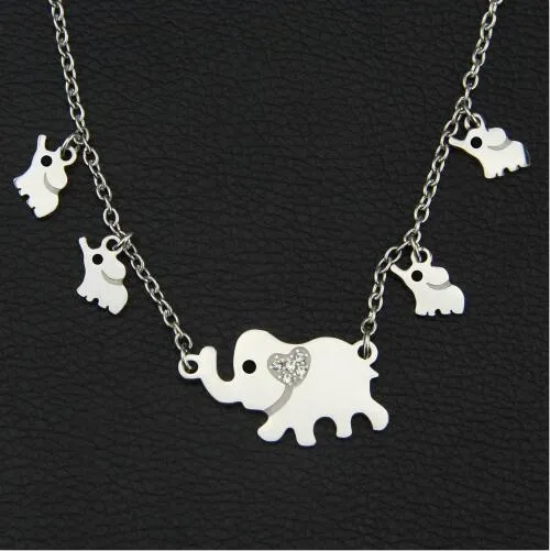 New Fashion Style Titanium Steel Double Elephant Necklaces Mama Baby Pendants Dropshipping Jewelry