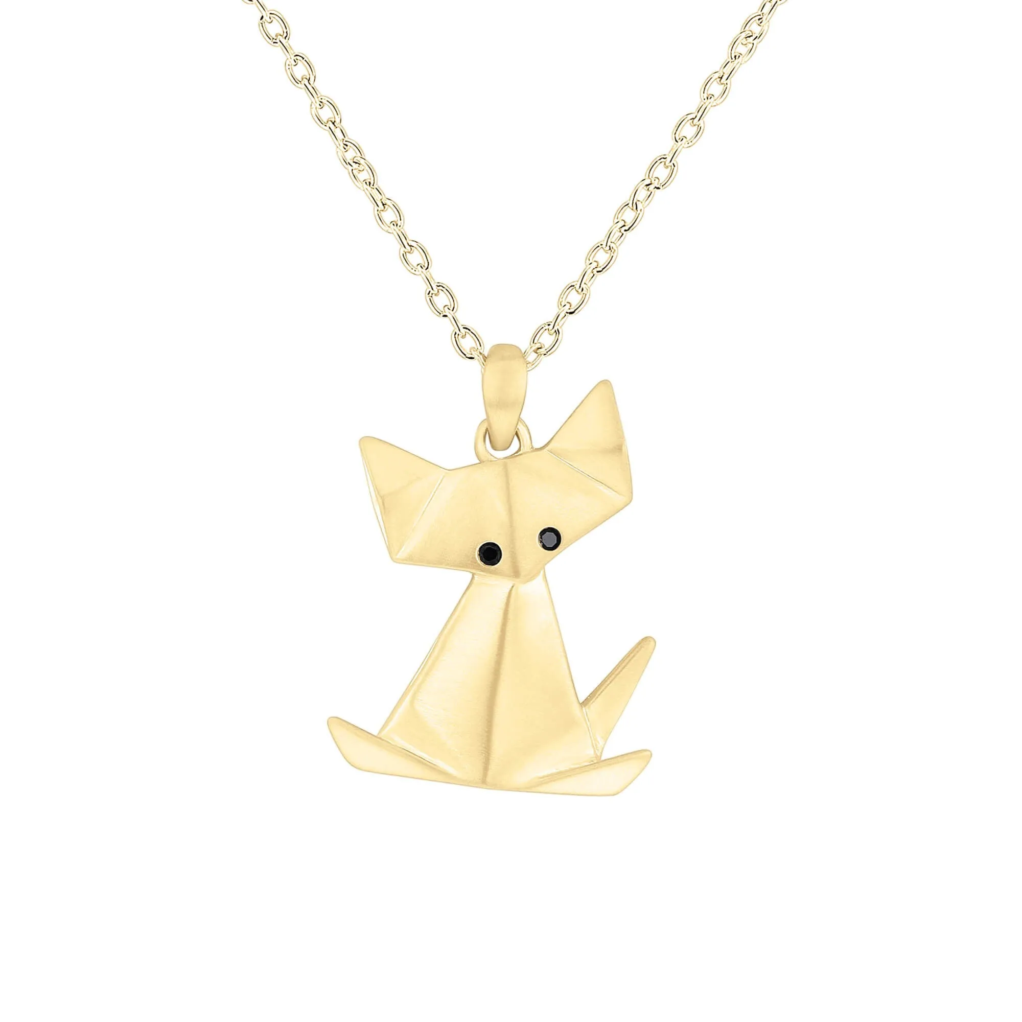 Origami Cat Diamond Necklace