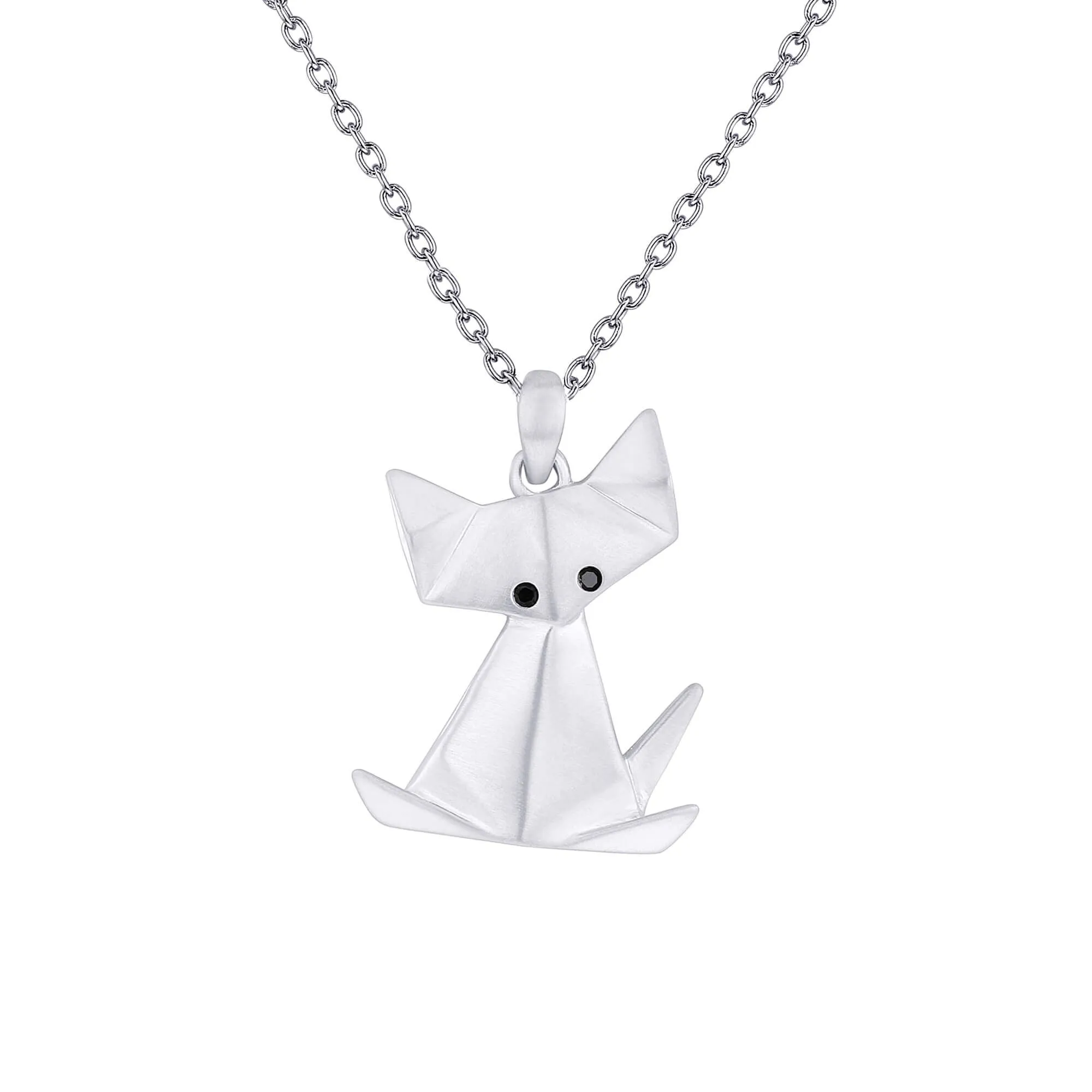 Origami Cat Diamond Necklace