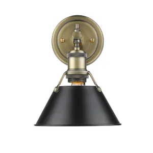 Orwell 1-Light Bath Vanity in Aged Brass with Black Shade