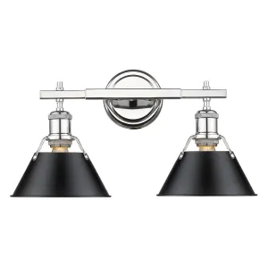 Orwell 2-Light Bath Vanity in Chrome with Black Shades