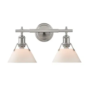 Orwell 2-Light Bath Vanity in Pewter with Opal Glass Shades