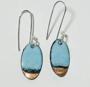 Oval Enamel Earrings (Sky Blue-Copper Tip) JM79