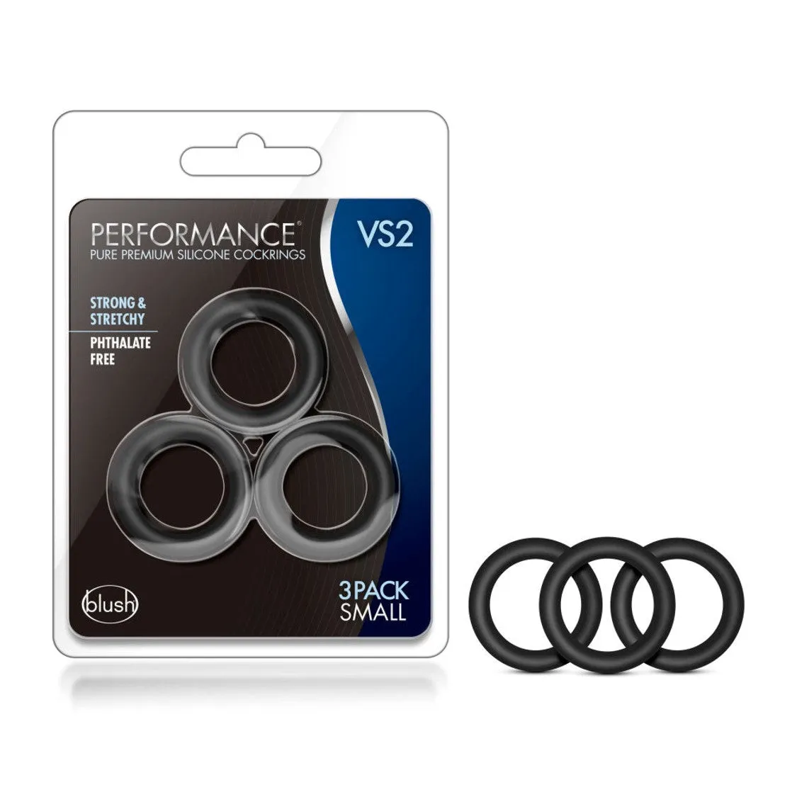 Performance VS2 Silicone Penis Ring Set Small Black 3 Pieces