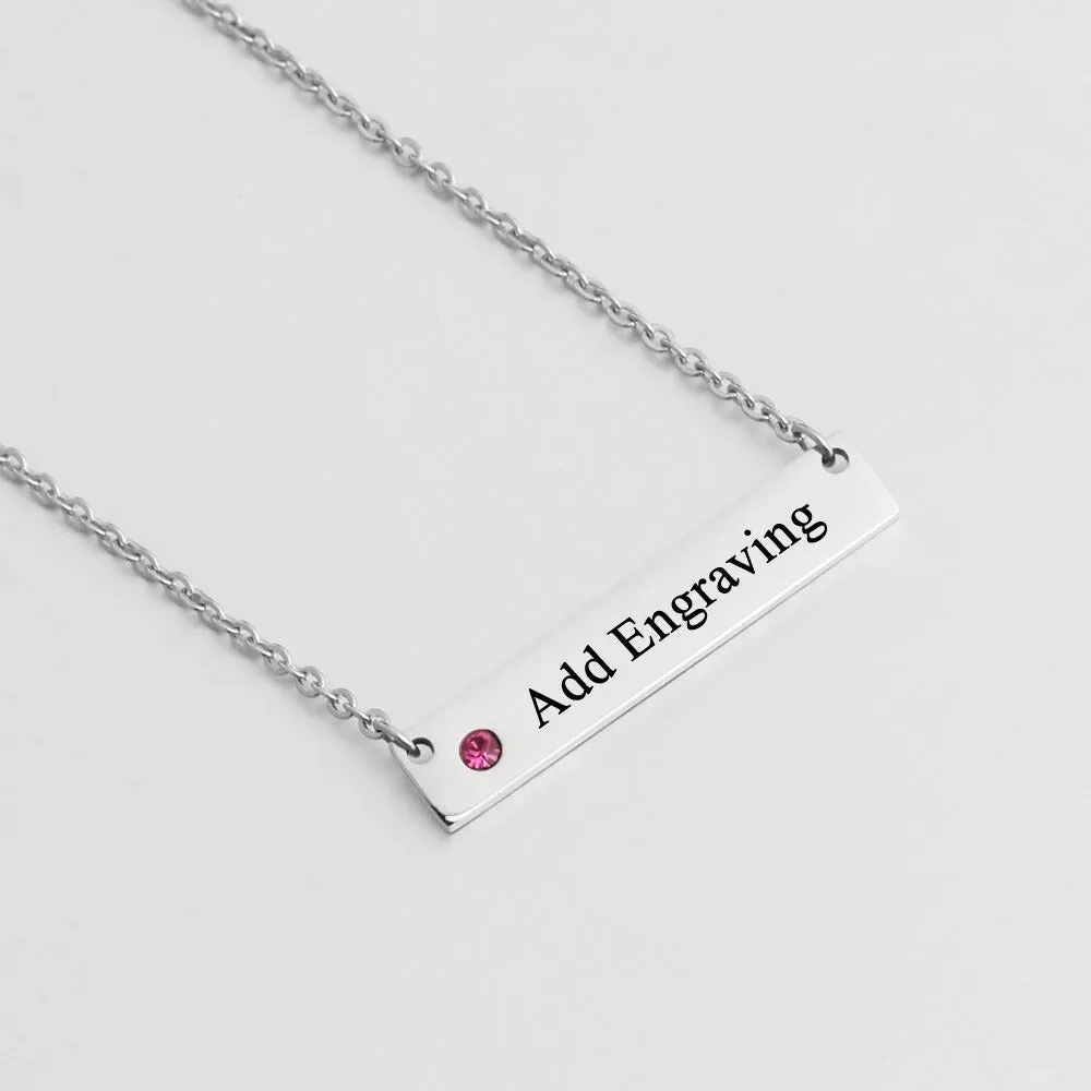 Personalized 1 Name 1 Stone Bar Pendant