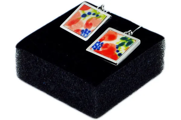 Polish Pottery 1" Earring Colorful Days