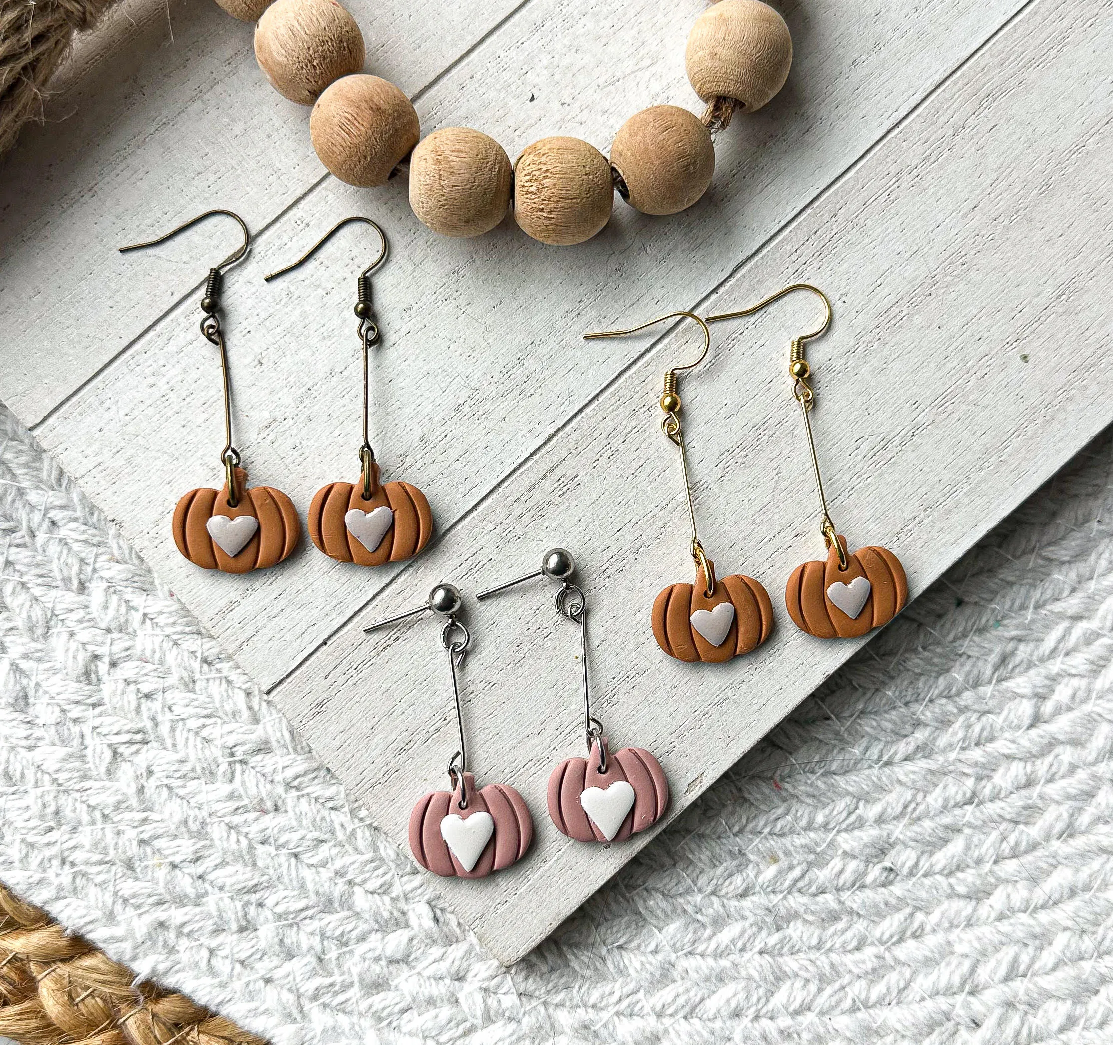 Polymer Clay Earrings - Single Pumpkin Drop