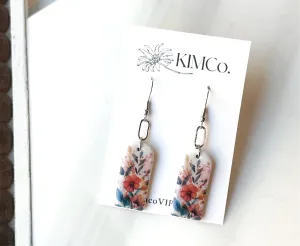 Polymer Clay Earrings - Watercolor Floral