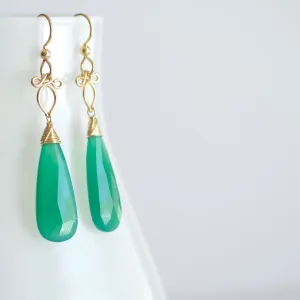 Preeda (Small)  - Green Onyx, 14k Gold Filled Earrings