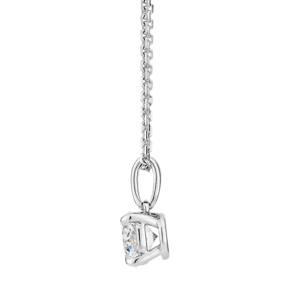 Premium Certified Laboratory Created Diamond, 0.70 carat round brilliant solitaire pendant in 18 carat white gold