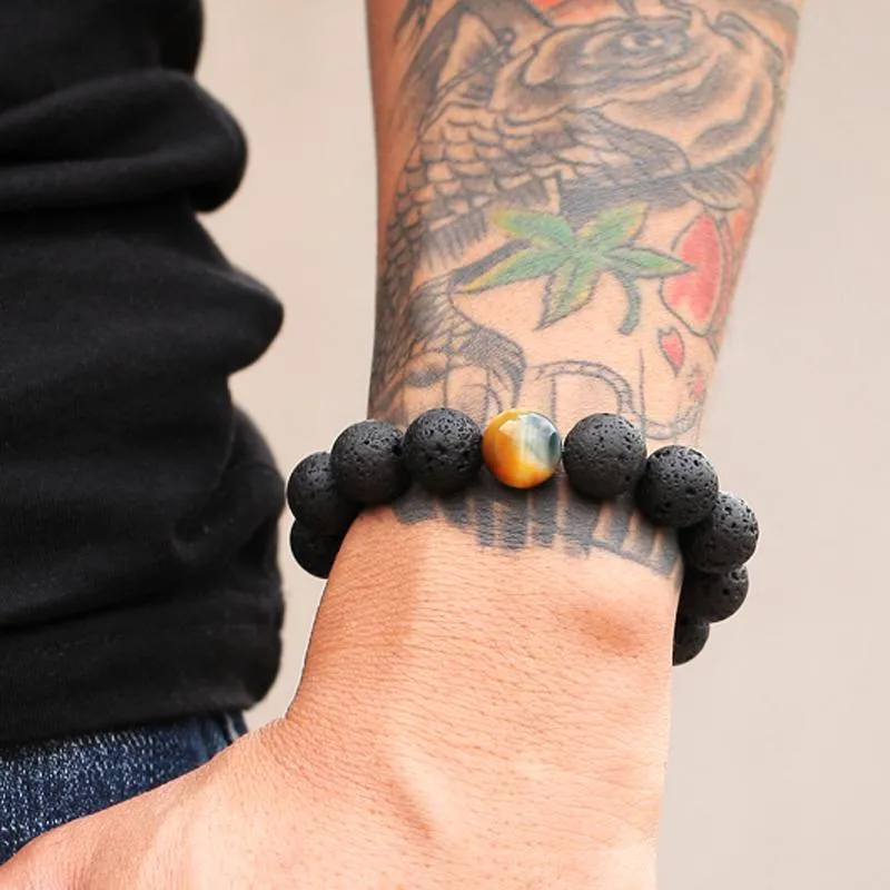 Prime Sinister Lava Stone Beaded Bracelet