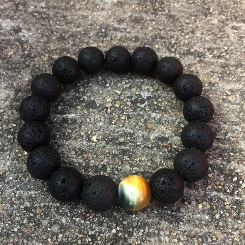 Prime Sinister Lava Stone Beaded Bracelet