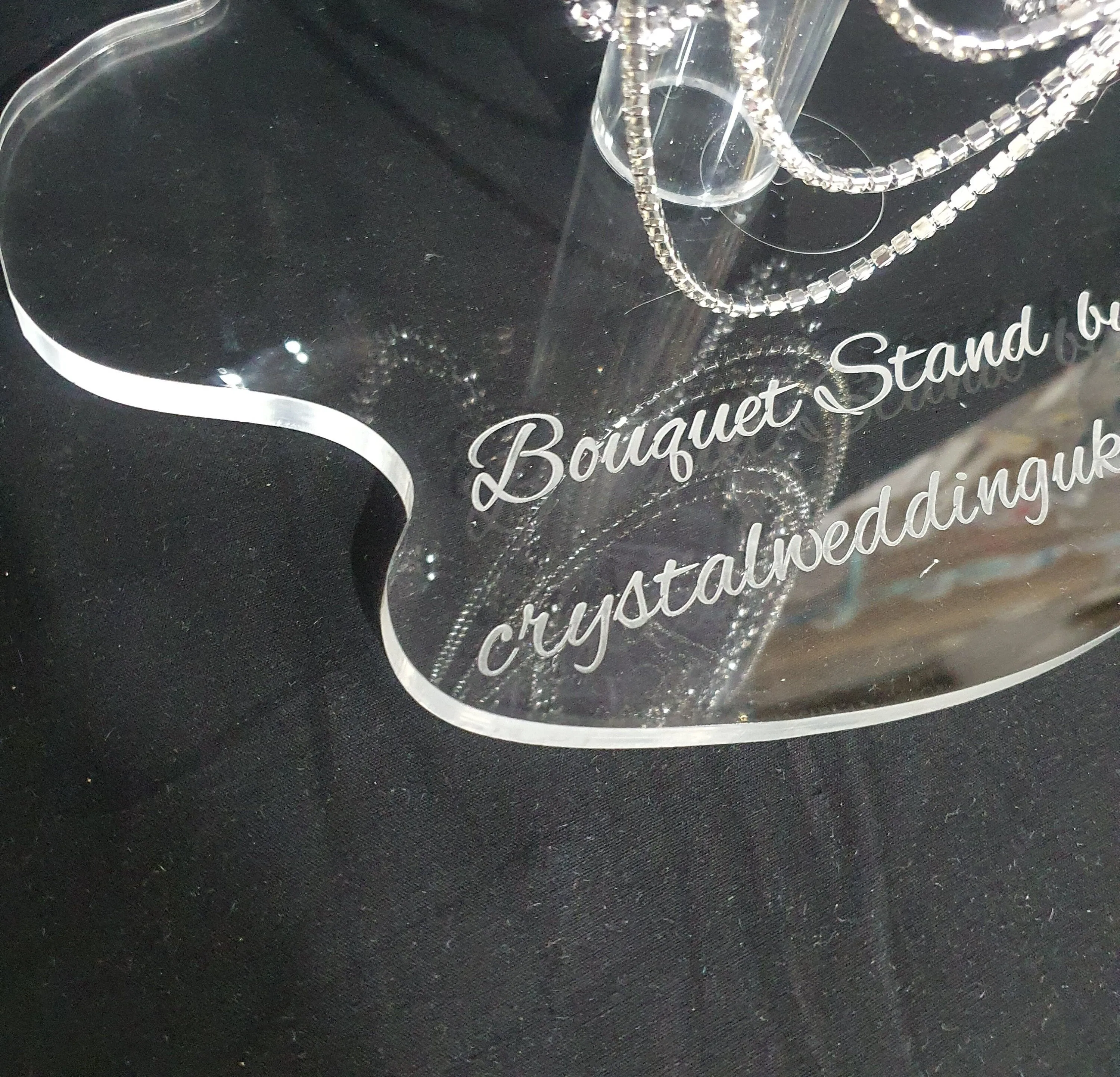 Puddle shaped Acrylic display stand, Personalised Bouquet stand holder - by Crystal wedding uk